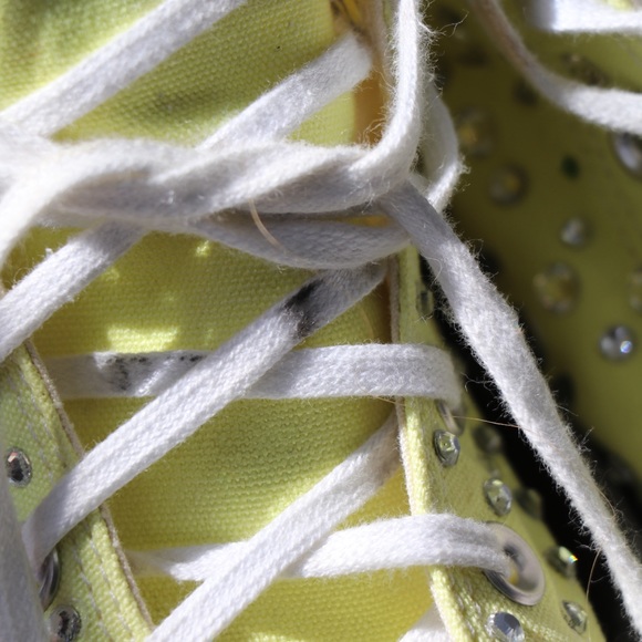 Platform converse custom bedazzled in lime green! Size 7.5 womens - Picture 6 of 6